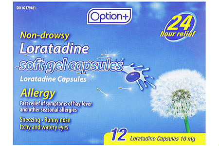 An image of OPTION+ LORATADINE SOFT GELS 10MG 12 by  First Care Pharmacy