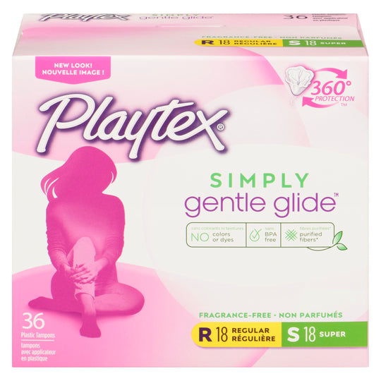 An image of PLAYTEX TAMPON GENTLE GLIDE UNSCENTED MULTI PK 36 by  First Care Pharmacy