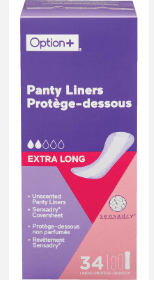 An image of OPTION+ PANTY LINERS ODOUR CONTROL EXTRA LONG 34 by  First Care Pharmacy