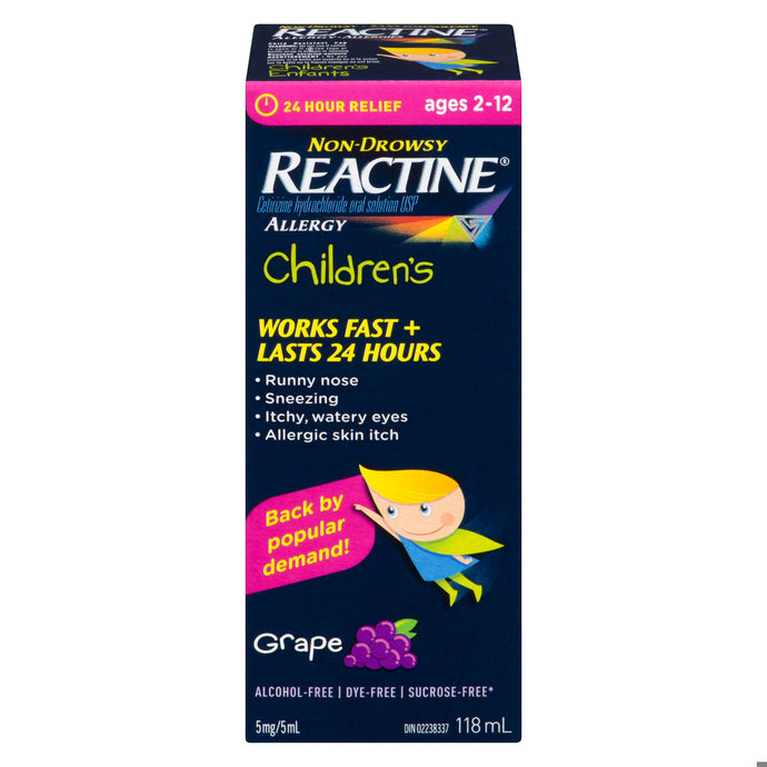 An image of REACTINE CHILD GRAPE 118ML by  First Care Pharmacy