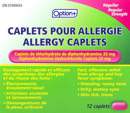 An image of OPTION+ ALLERGY DIPHENHYD HYDROCHLORIDE CPLT25MG12 by  First Care Pharmacy