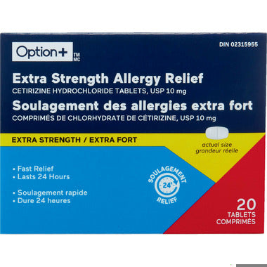 An image of OPTION+ XST ALLERGY RELIEF TB 10MG 20 by  First Care Pharmacy