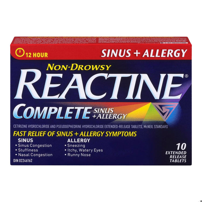 An image of REACTINE ALLERGY & SINUS TB 10 by  First Care Pharmacy