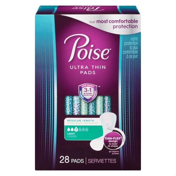 An image of POISE ULTRA THIN PADS LIGHT ABSORBENCY 28 by  First Care Pharmacy