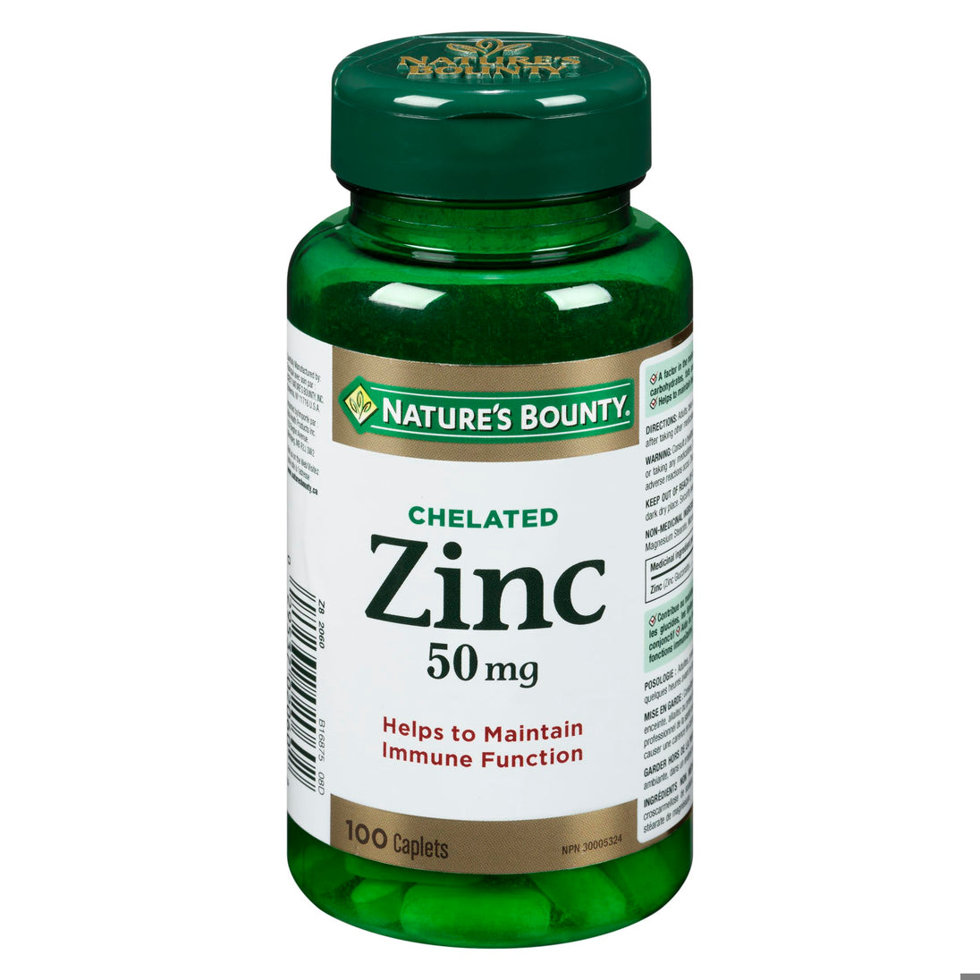 An image of NATURE'S BOUNTY ZINC 50MG CPLT 100 by  First Care Pharmacy